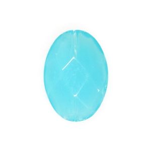 Чешко стъкло - фасетиран овал карибско-син опал 12х16мм (2бр)