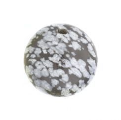 Полускъпоценни камъни - кръгло мънисто от снежинков обсидиан 6 мм (12 бр)