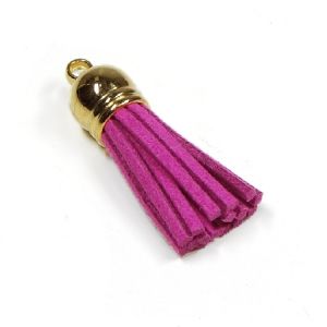 Декоративен велурен пискюл с метално капаче, пурпур, 36мм (1бр)