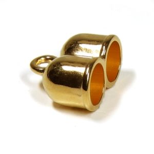  Двоен накрайник за шнур, цвят злато, 25х20мм (2бр)
