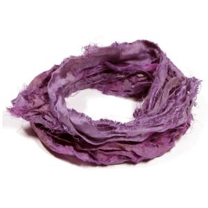 Лента от естествена коприна сари, цвят  кралско лилаво (1м)